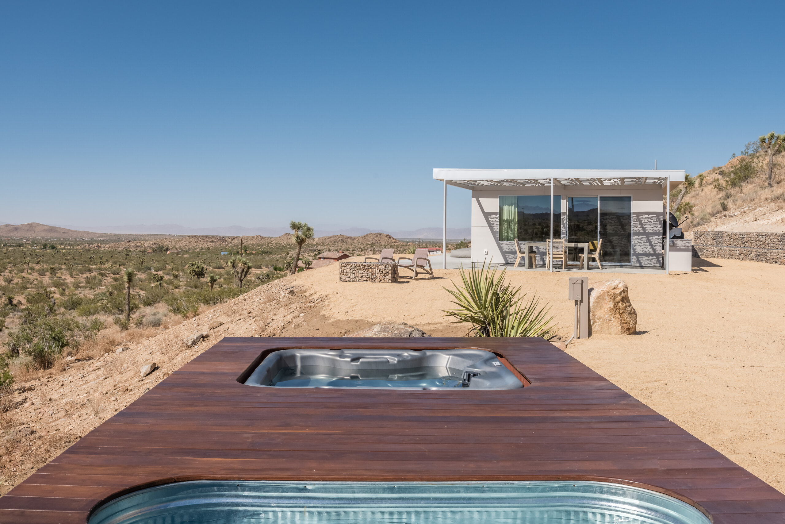 Galvanized cowboy tub set into the deck at Pause House AM