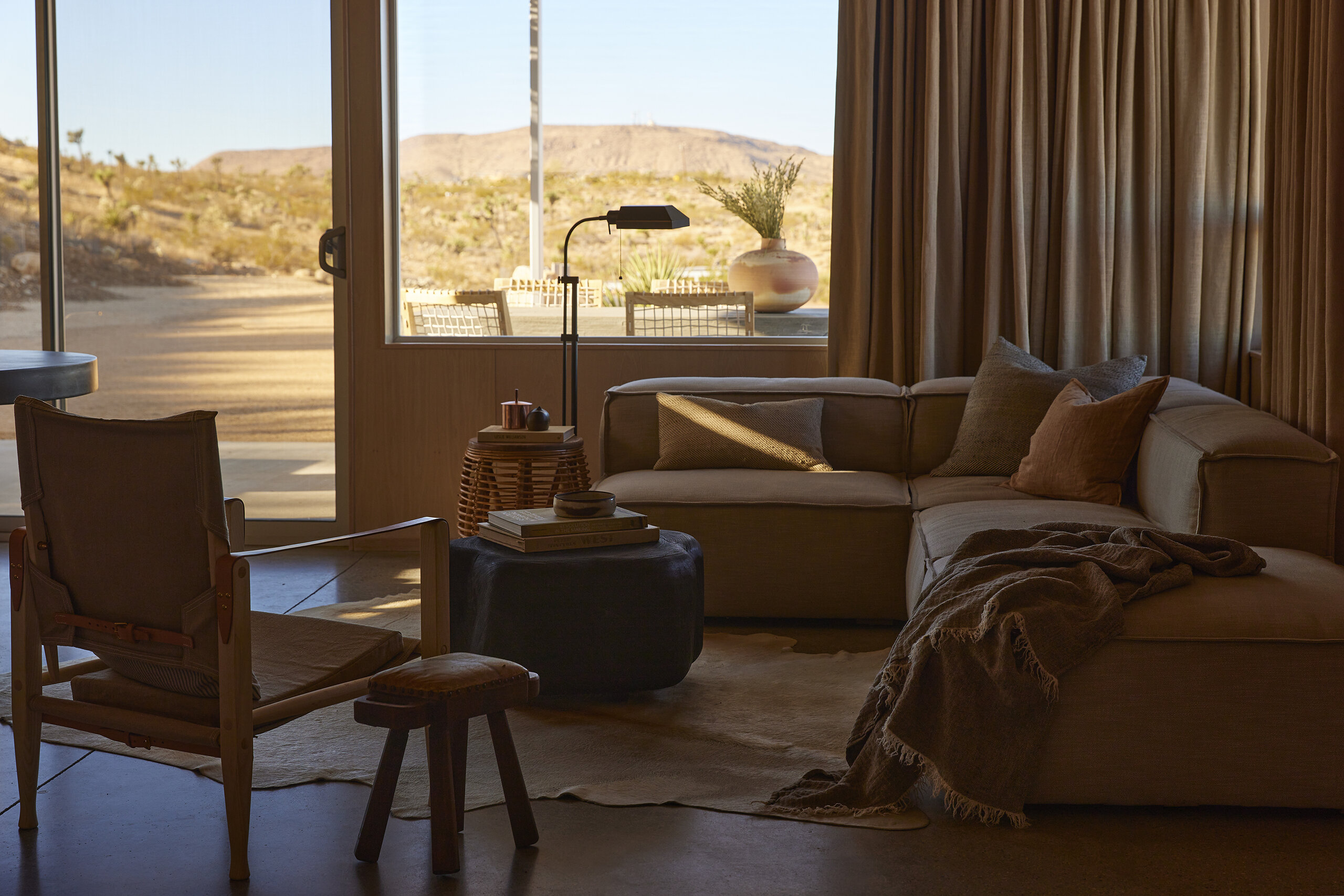 Warm afternoon light in the Pause House AM living room